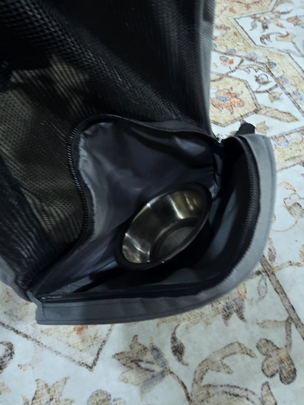Gray Mesh Pet Carrier Rolling Backpack